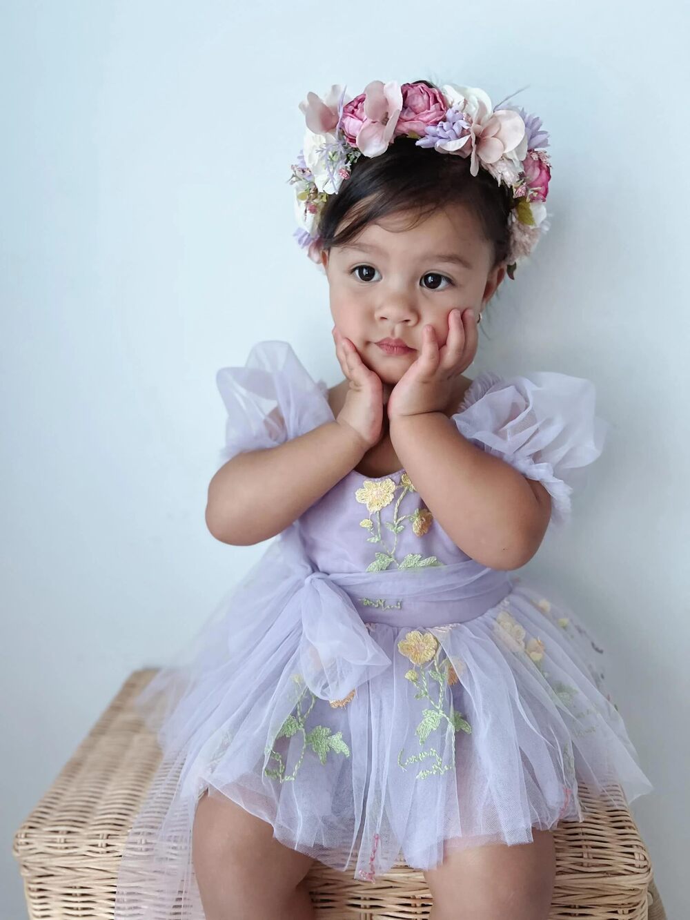 4122 Flower Crown for Girls Children Floral Headpiece Pink Kids Headband